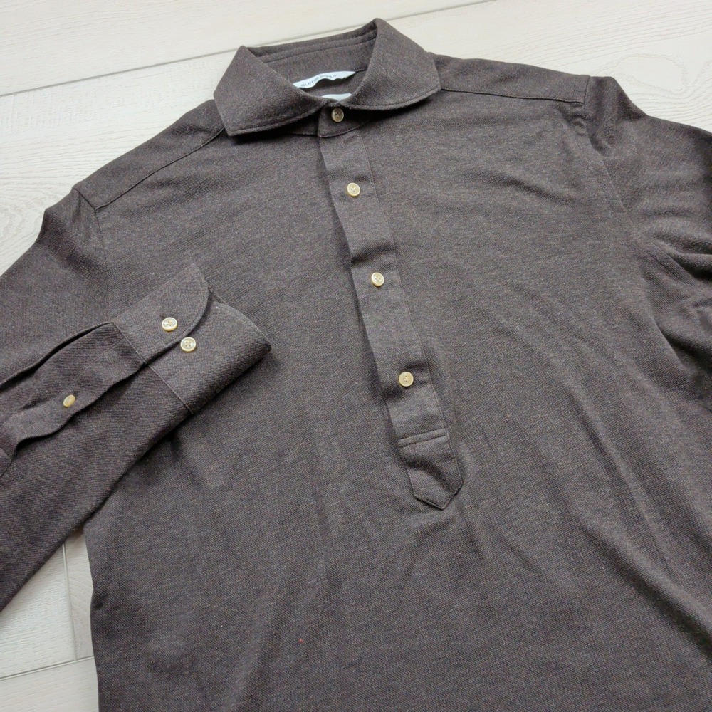 Suitsupply Brown Egyptian Cotton Pique Polo Shirt Extra Slim Fit 14.5/15 S